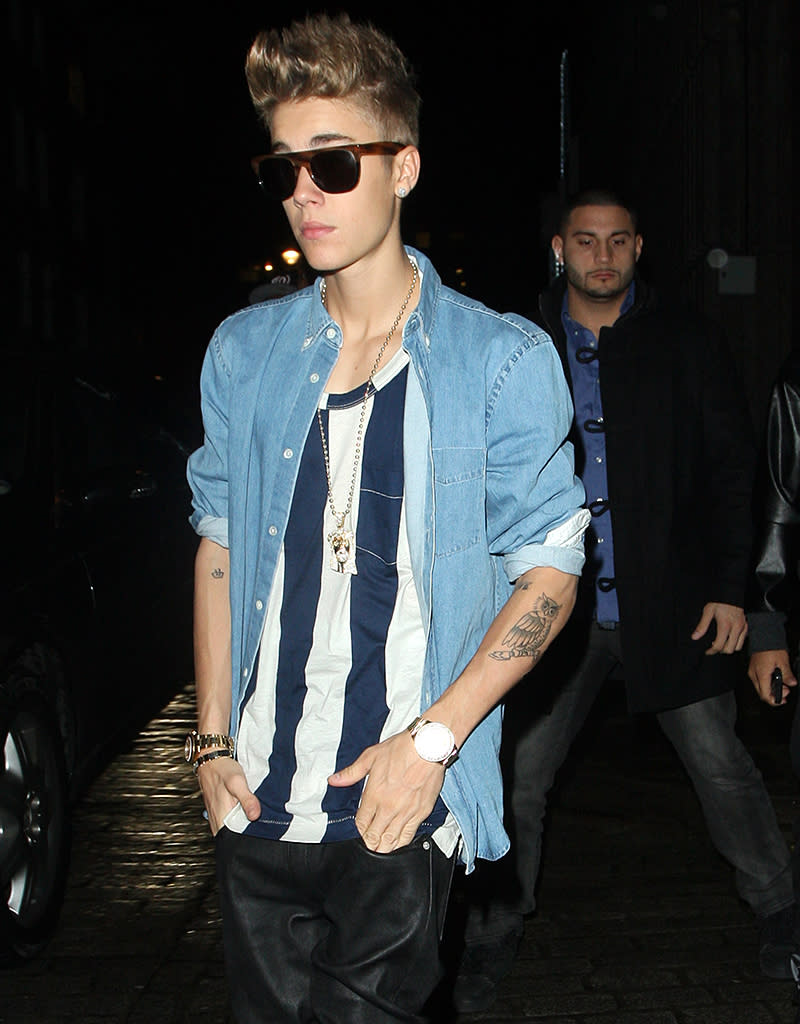 EXCLUSIVE: Justin Bieber at Cirque du Soir night club in London