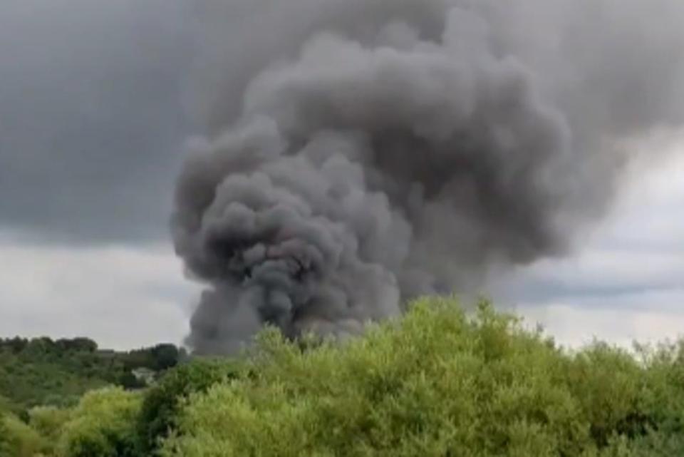 Plumes of smoke hang above Dewsbury (@TheLadySolar/Twitter)