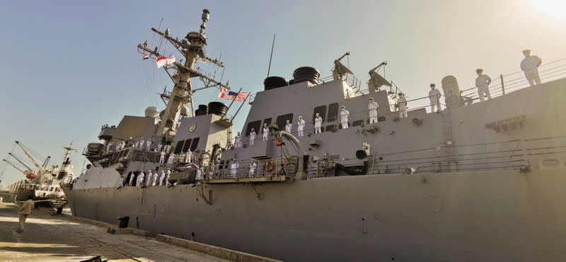 U.S. navy vessel docks in Sudan