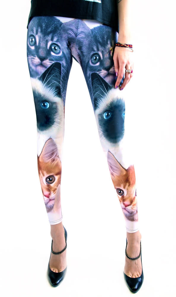 <div class="caption-credit">Photo by: shop.someproductapparel.com</div><div class="caption-title">Cat leggings, $75</div>Remember the good old days when watching crazy cat videos was enough? Now we're wearing them on our legs. <br>