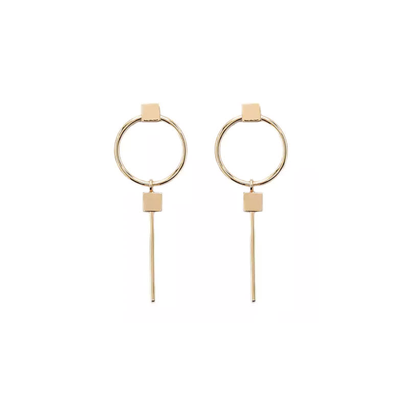 <a rel="nofollow noopener" href="http://www.anrdoezrs.net/links/3550561/type/dlg/http://www.forever21.com/Product/Product.aspx?BR=f21&Category=acc_jewelry-earrings&ProductID=1000093672&VariantID=" target="_blank" data-ylk="slk:O-Ring Drop Earrings, Forever 21, $5;elm:context_link;itc:0;sec:content-canvas" class="link ">O-Ring Drop Earrings, Forever 21, $5</a>