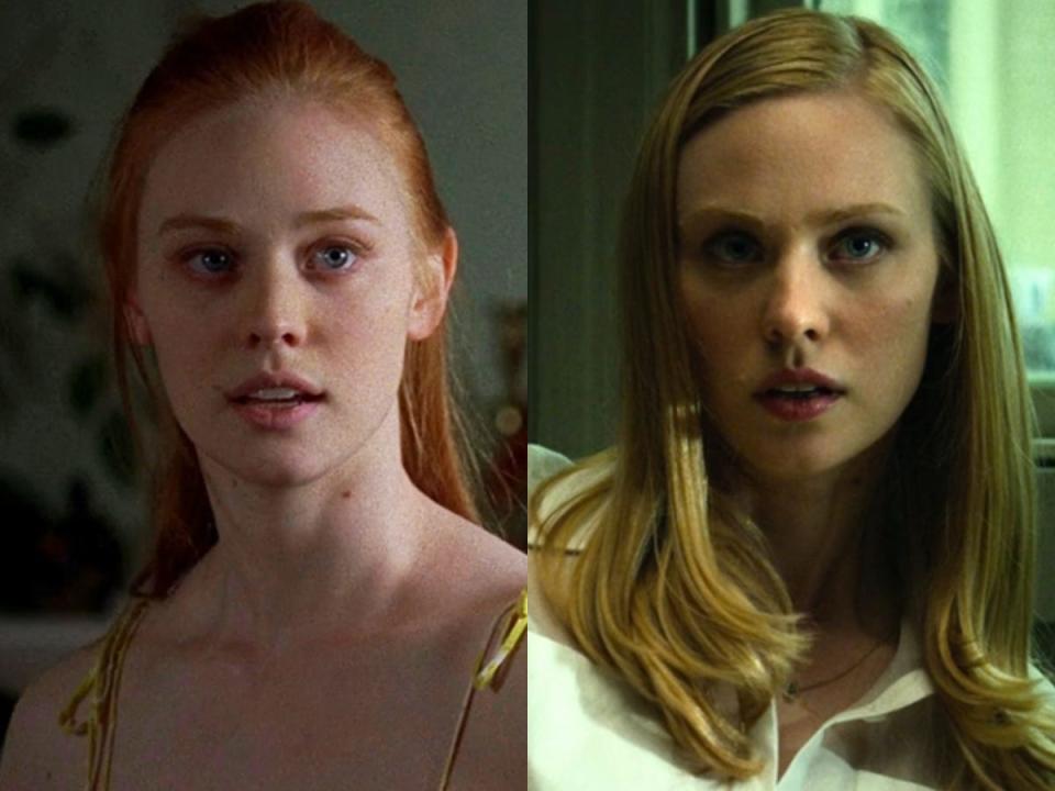 Left: Deborah Ann Woll on season two of "True Blood." Right: Woll on season one of "Daredevil."