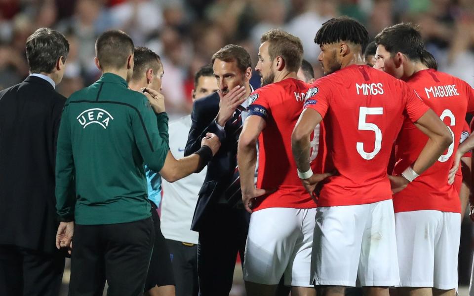 The referee twice halted the game after England players were racially abused - Action Images via Reuters