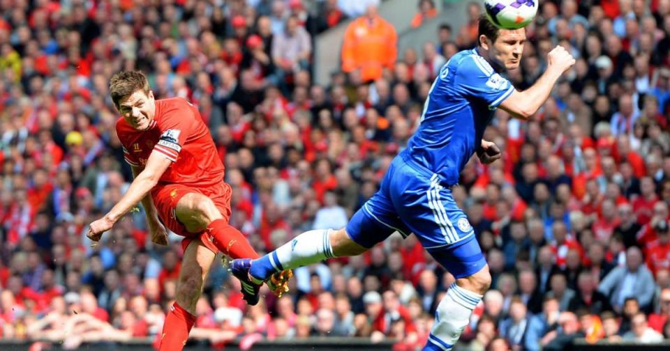 Liverpool midfielder Steven Gerrard takes a shot Credit: Alamy