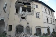 The twin earthquakes destroyed buildings in the village of Visso, central Italy