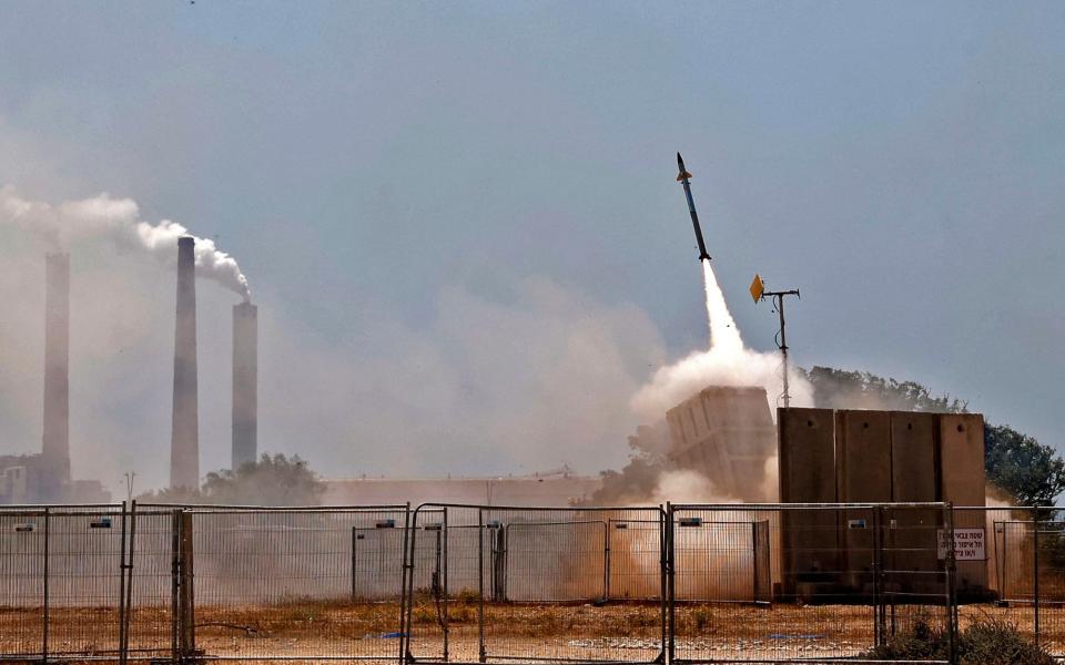 Israel's Iron Dome aerial defence system intercepts rockets launched from the Gaza Strip