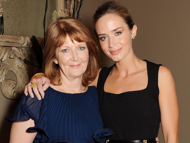 <p>Dave M. Benett/Getty</p> Emily Blunt and mother Joanna Blunt attend an after party following the London Critics Circle Film Awards on January 20, 2013 in London, England.