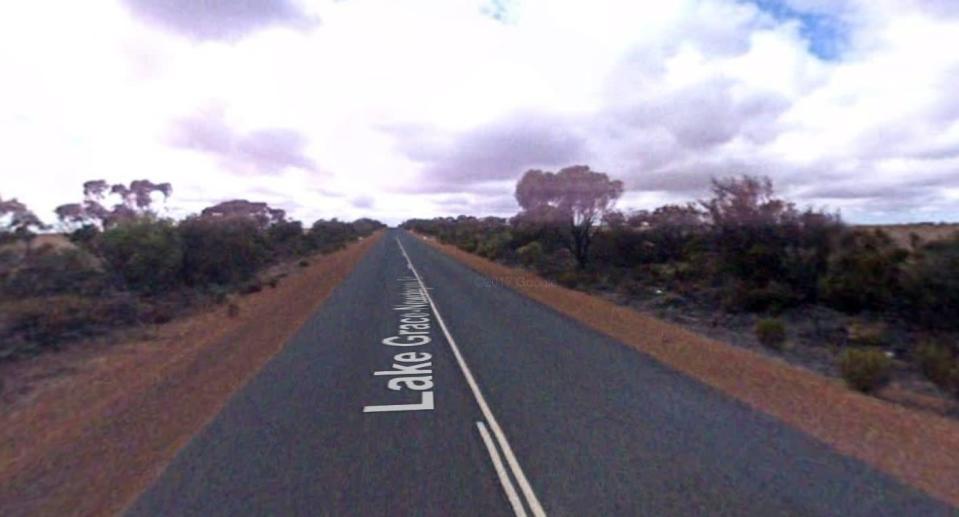 The car with the four-year-old girl on-board rolled on Lake Grace-Newdegate Road at Newdegate, in Western Australia's Great Southern region, southeast of Perth. Pictured is a Google Maps streetview of the road.