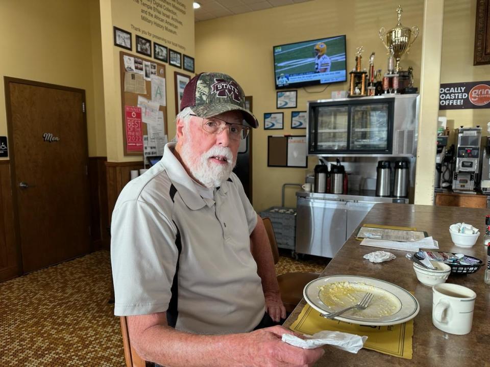 Daniel Roy Ball of Hattiesburg enjoys breakfast at The Midtowner every morning. On election day, Ball said his biggest concerns are the federal deficit and former President Donald Trump's tax reductions, especially for the wealthy.