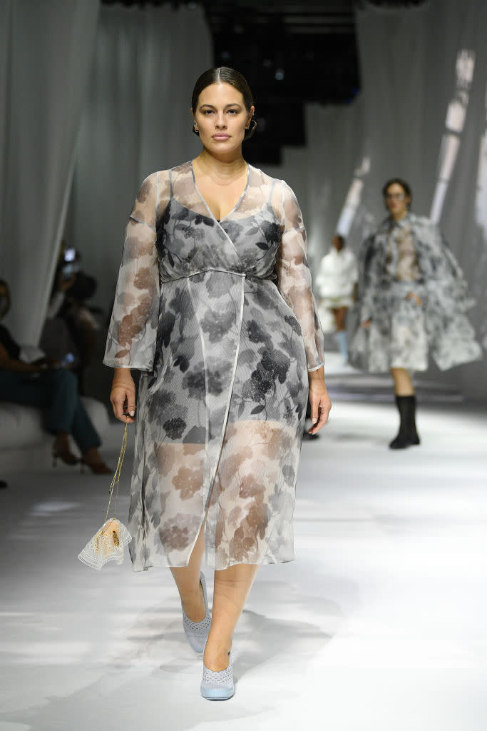 Ashley Graham returned to the runway at Milan Fashion Week Spring/Summer 2021 after her maternity leave. (Getty Images)