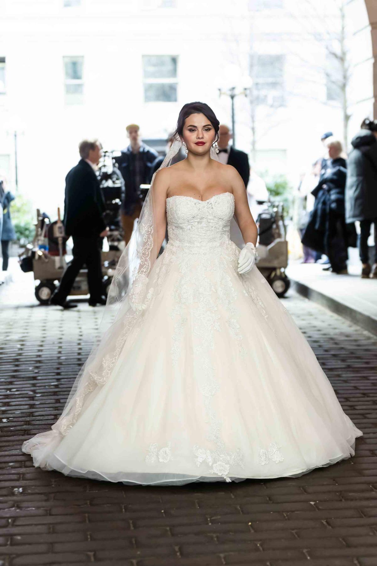 Selena Gomez Wore the Most Stunning Lace Wedding Dress on the Set of