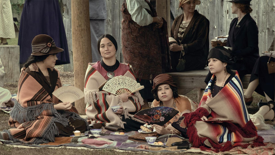 West studied pictures of the real Kyle sisters to nail the costume design of, from left, Reta, Mollie, Anna and Minnie.