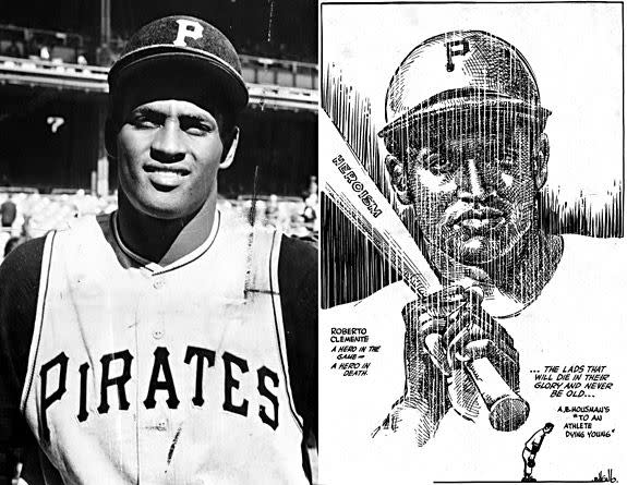 Roberto Clemente (December 31, 1972): A Pirates legend and favorite son of his native Puerto Rico, Roberto Clemente died in a plane crash while attempting to deliver relief supplies to earthquake victims in Nicaragua. Inducted into the Hall of Fame the year after his tragic death, Clemente's body was never found after his plane went down off the coast of San Juan shortly after takeoff.