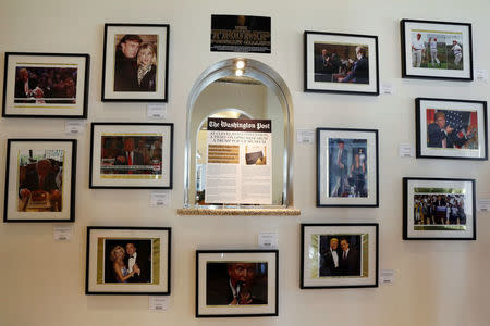 Photographs of different points in Republican U.S. presidential candidate Donald Trump's life are displayed at The Trump Museum near the Republican National Convention in Cleveland, Ohio, U.S., July 19, 2016. REUTERS/Lucas Jackson