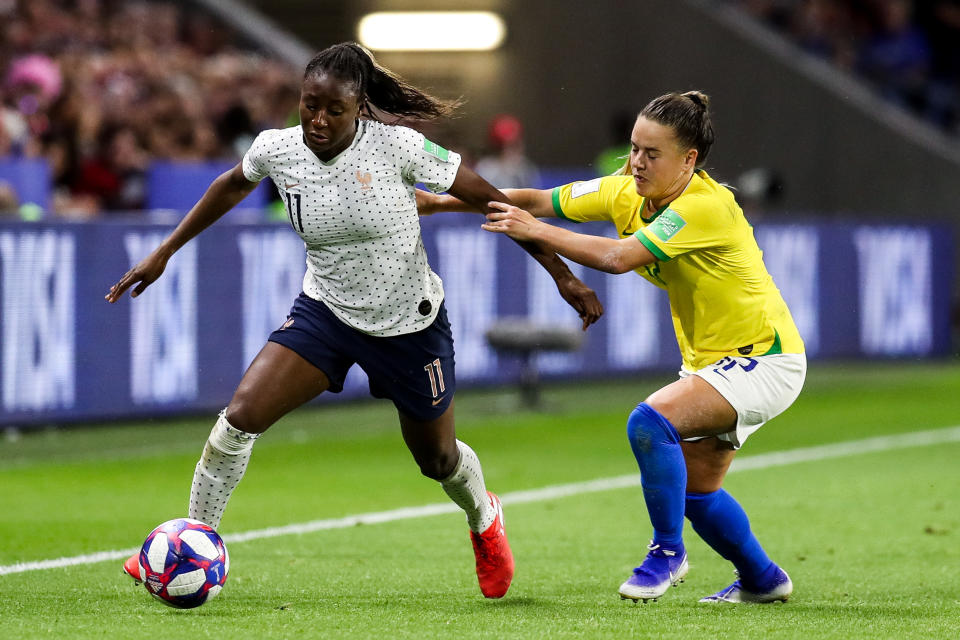 #11 Kadidiatou Diani of France controls the ball during the 2019 FIFA Women's World Cup France Round Of 16 match between France and Brazil at Stade Oceane on June 23, 2019 in Le Havre, France. (Photo by Zhizhao Wu/Getty Images)