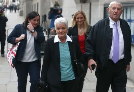 Members of MP Jo Cox's family Jean Leadbeater (2nd L), Kim Leadbeater (2nd R), and Gordon Leadbeater (R) arrive at the Old Bailey courthouse in London, Britain November 23, 2016. REUTERS/Neil Hall