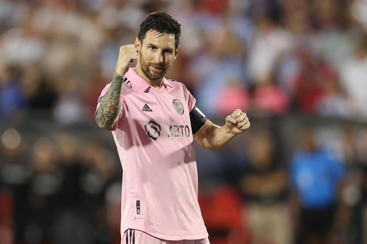 Lionel Messi of Inter Miami CF reacts against the Philadelphia Union  News Photo - Getty Images