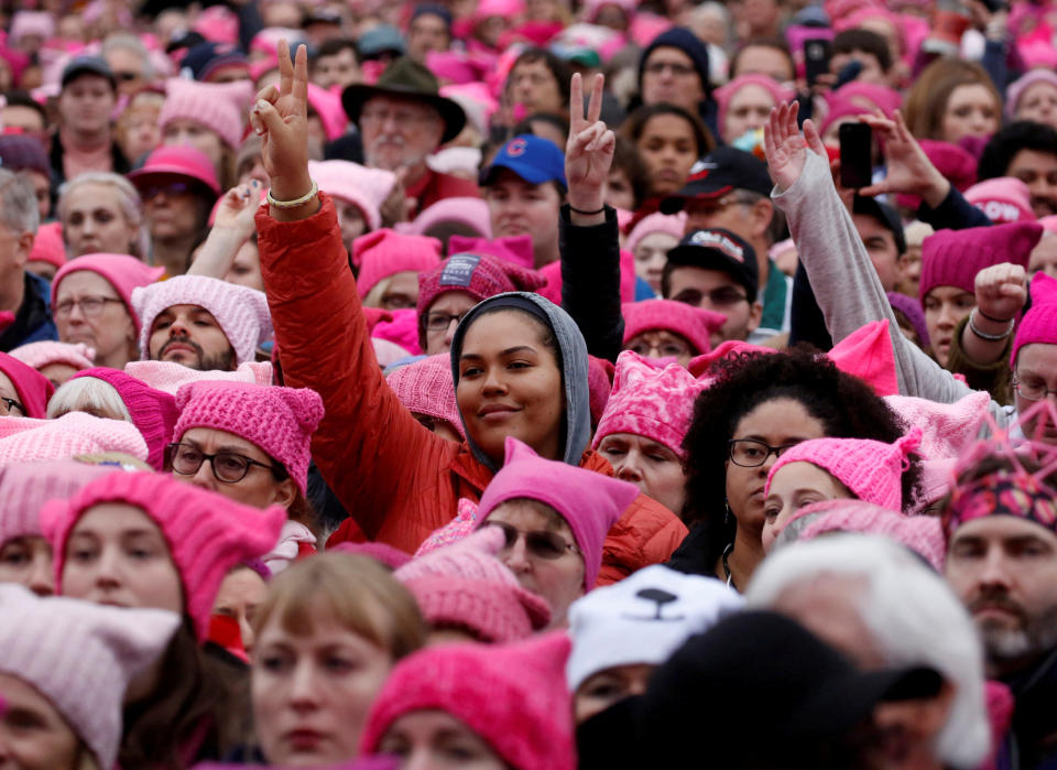 People gather for the Women's March on Washington on Jan. 21, 2017, the day after the inauguration of President Donald Trump.