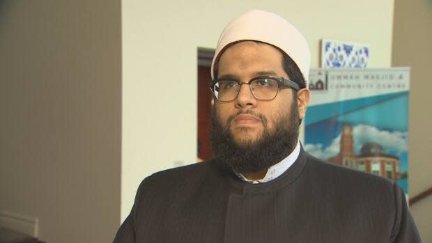 Ummah Mosque's Imam Abdallah Yousri is encouraging members of the Muslim community to get the COVID-19 vaccine. He says getting the shot during Ramadan won't break a fast.  (Paul Palmeter/CBC  - image credit)