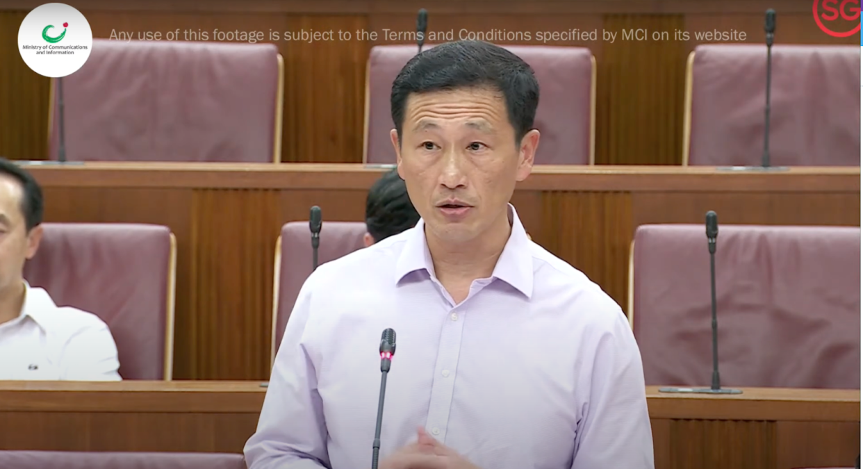 Health minister Ong Ye Kung addressing Parliament on 21 March 2023.