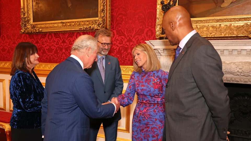 Kate Garraway greeting Prince Charles at Prince's Trust Awards 2021