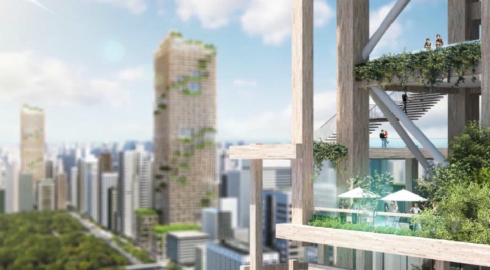 <p>Desde la empresa japonesa defienden que en el futuro habrá que apostar por crear ciudades ecológicas con madera y vegetación, ofreciendo diversidad en medio de un entorno urbano. (Foto: Sumitomo Forestry). </p>