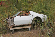 <p>There might not be much left of it, but what little remains is easily identified as a Chevrolet Corvette <strong>C3</strong> <strong>Stingray</strong>. The C3 was in production from 1968 to 1982, and we’re going to guess that this is an early 1970s example. The model’s best year was 1979, when <strong>53,807</strong> were sold.</p>