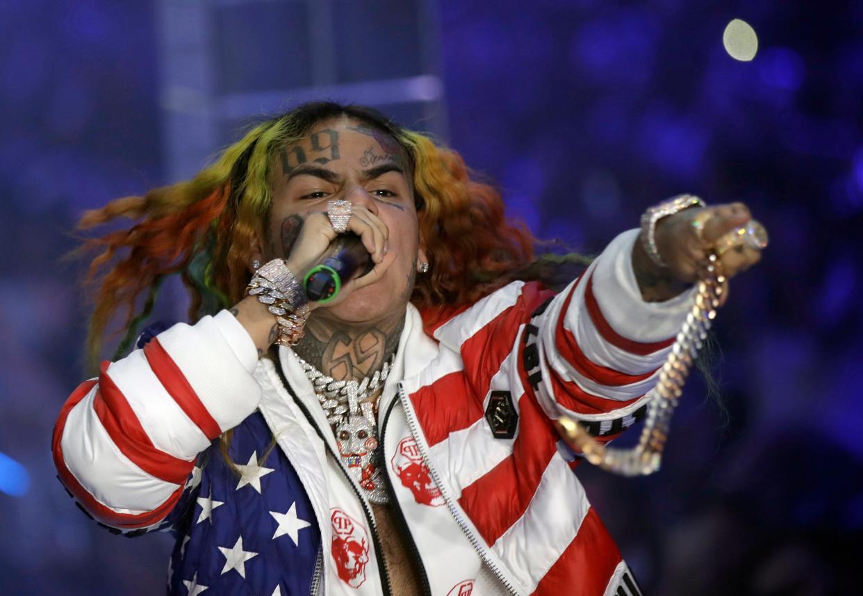 Rapper Tekashi 6ix9ine was arrested Wednesday by authorities in the Dominican Republic on charges of domestic violence.