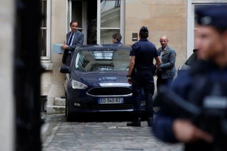Frederic Salat-Baroux, husband of President Jacques Chirac's daughter Claude Chirac, is seen at the building where former French President Jacques Chirac was living in Paris