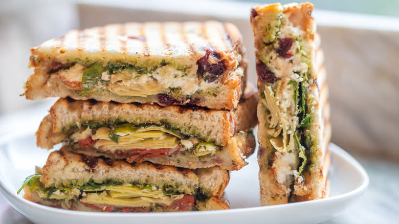 Artichoke heart panini sandwich