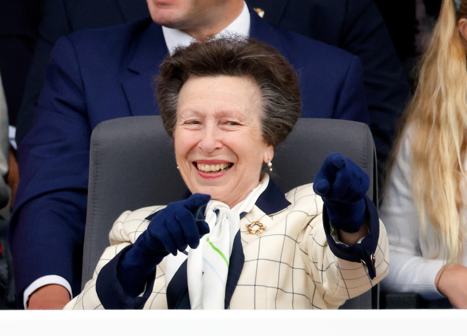 Princess Anne at the Platinum Pageant on The Mall in celebration of the Queen's Platinum Jubilee, 2022. Getty Images)