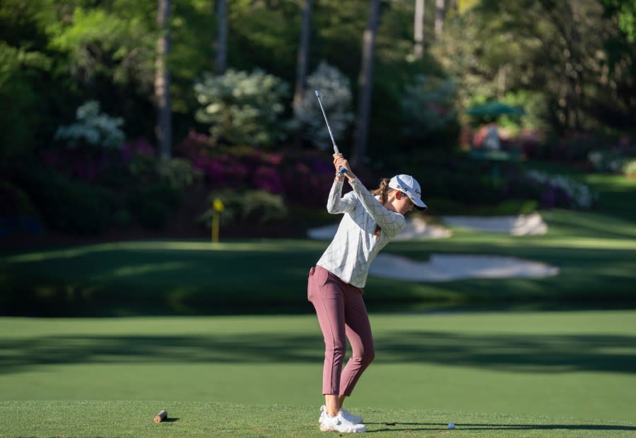 Asterisk Talley of the United States plays her stroke from the No. 12 tee during a practice round for the Augusta National Women’s Amateur at Augusta National Golf Club, Friday, April 5, 2024. (Photo courtesy: Augusta National Women’s Amateur)