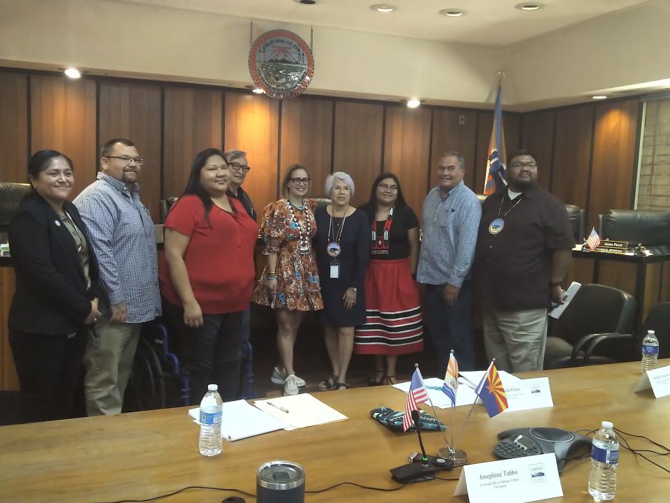 Colorado River Indian Tribes meet with U.S. Sen. Kyrsten Sinema, I-Ariz., on Aug. 2, 2023, to discuss water and other issues.