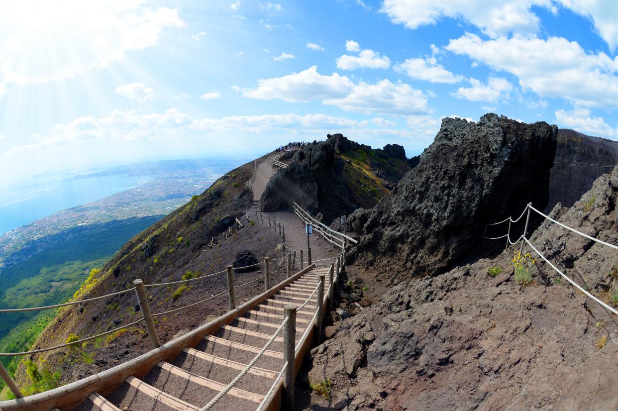 Hiking trail on Vesuvius volcano. Campania region, Italy