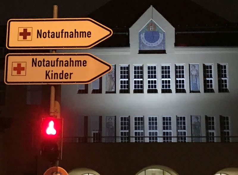 A sign for the emergency room of the Klinikum Schwabing is pictured in Munich