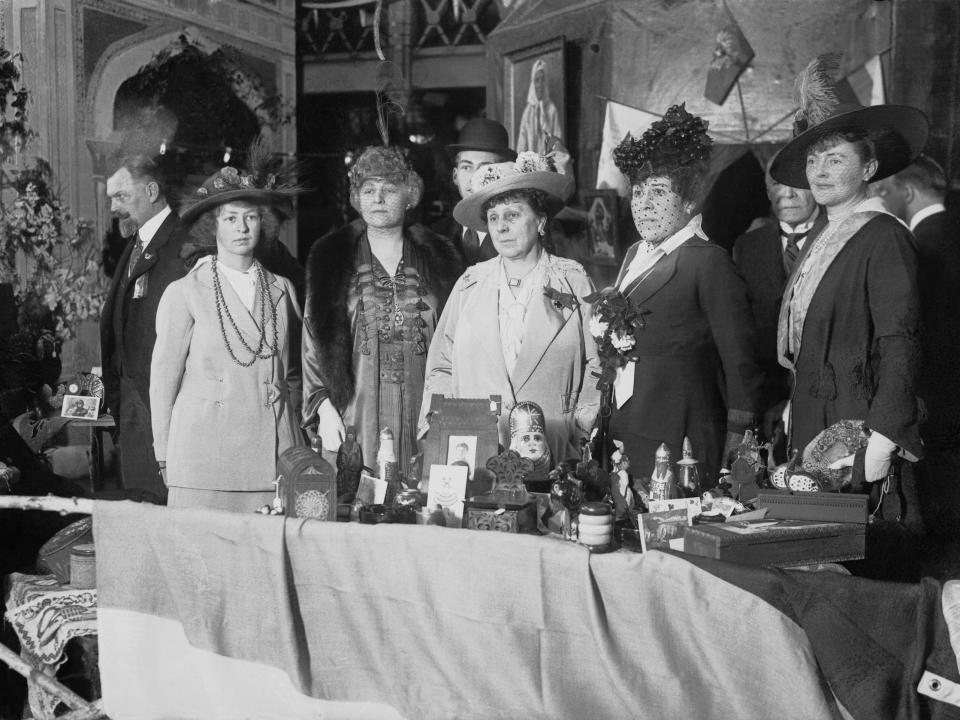 Grace Vanderbilt and Alva Vanderbilt and other socialites at a benefit event.