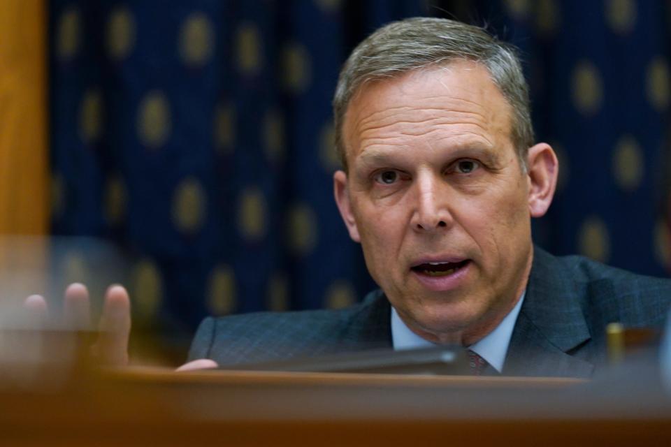 Rep. Scott Perry, R-Pa., questions Secretary of State Antony Blinken during a House Foreign Affairs Committee hearing on  April 28.