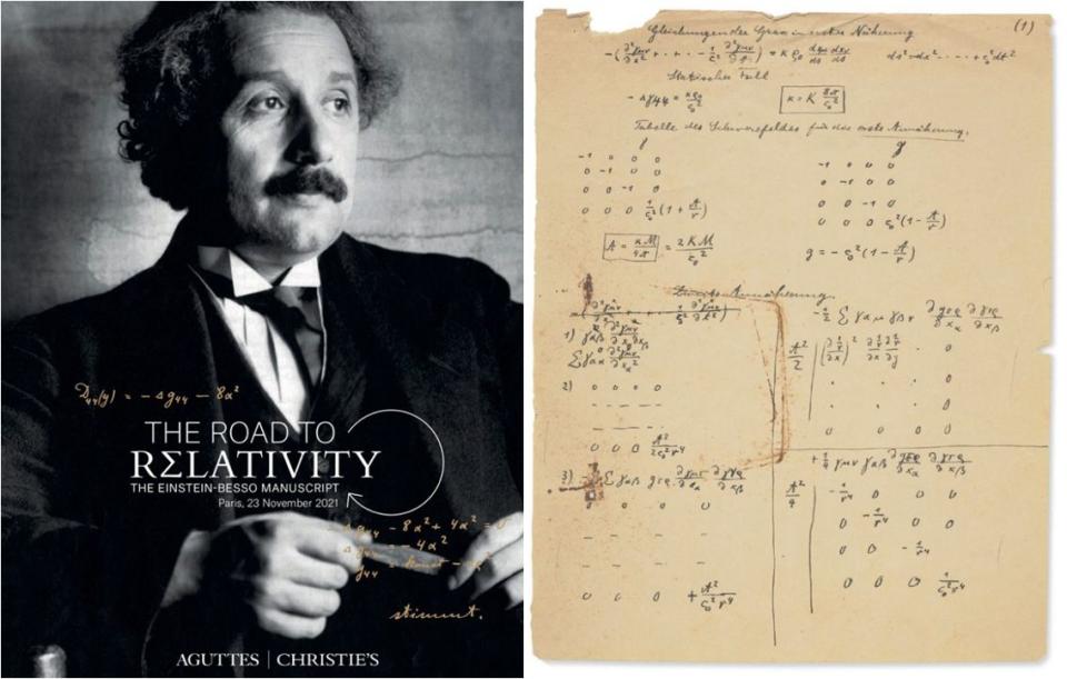Esta tarde en Paris la casa de subasta Christie&#39;s pone a la venta un extraordinario manuscrito de Einstein que superar&#xe1; los 3 millones de d&#xf3;lars
