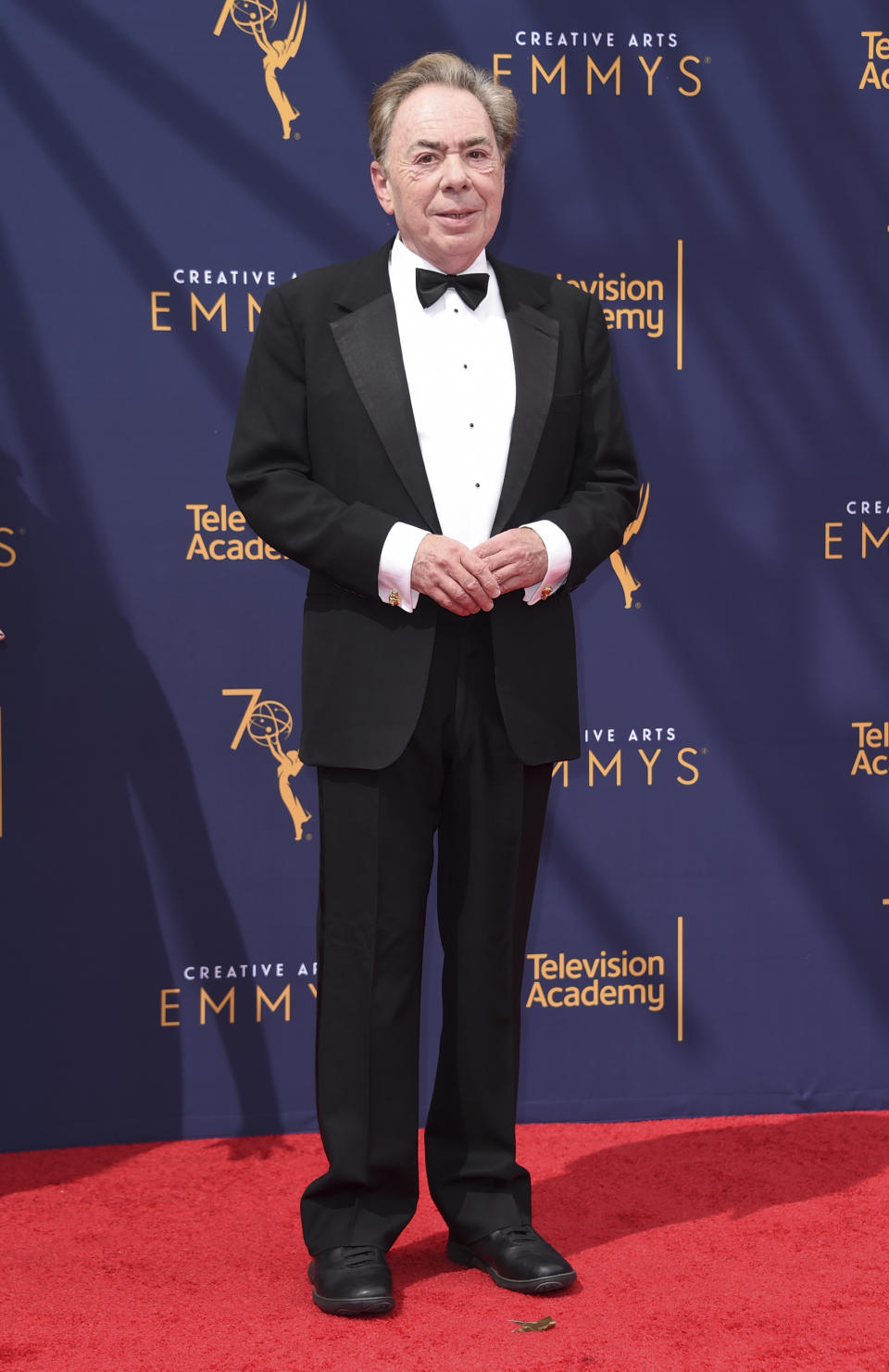 Andrew Lloyd Webber arrives at night two of the Creative Arts Emmy Awards at The Microsoft Theater on Sunday, Sept. 9, 2018, in Los Angeles. (Photo by Richard Shotwell/Invision/AP)