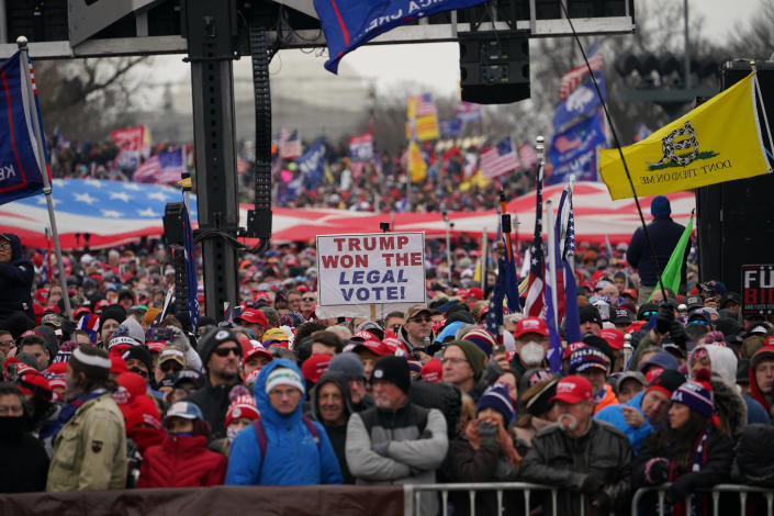 Then-President Donald Trump speaks to supporters on the Ellipse near the White House on Jan. 6, 2021. 