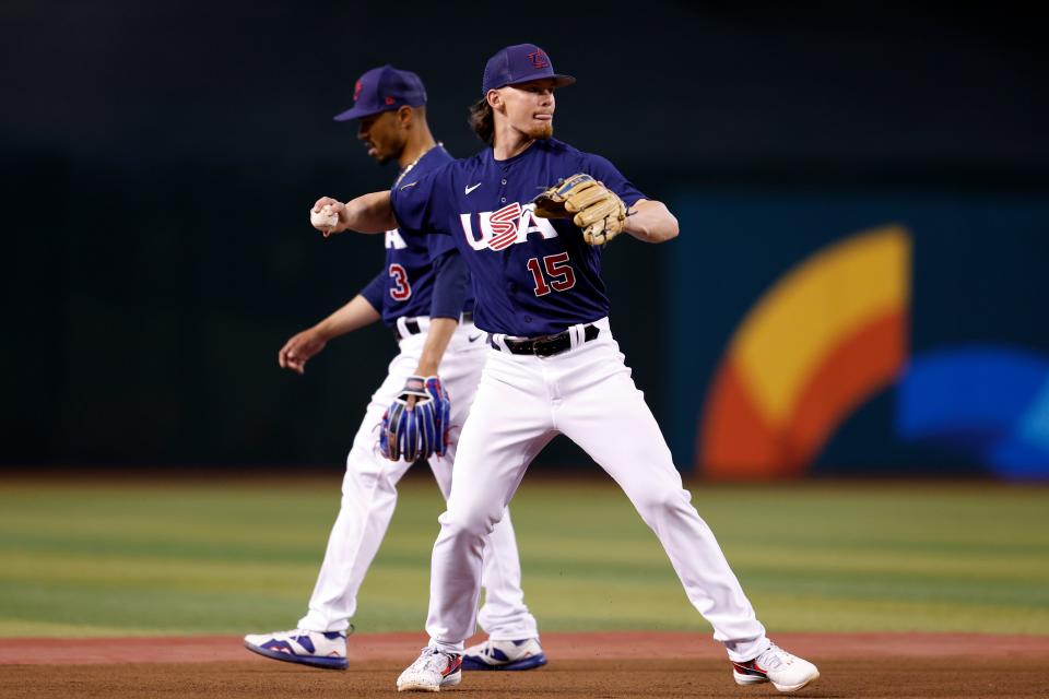 Bobby Witt Jr. during a Team USA workout before the start of the WBC.