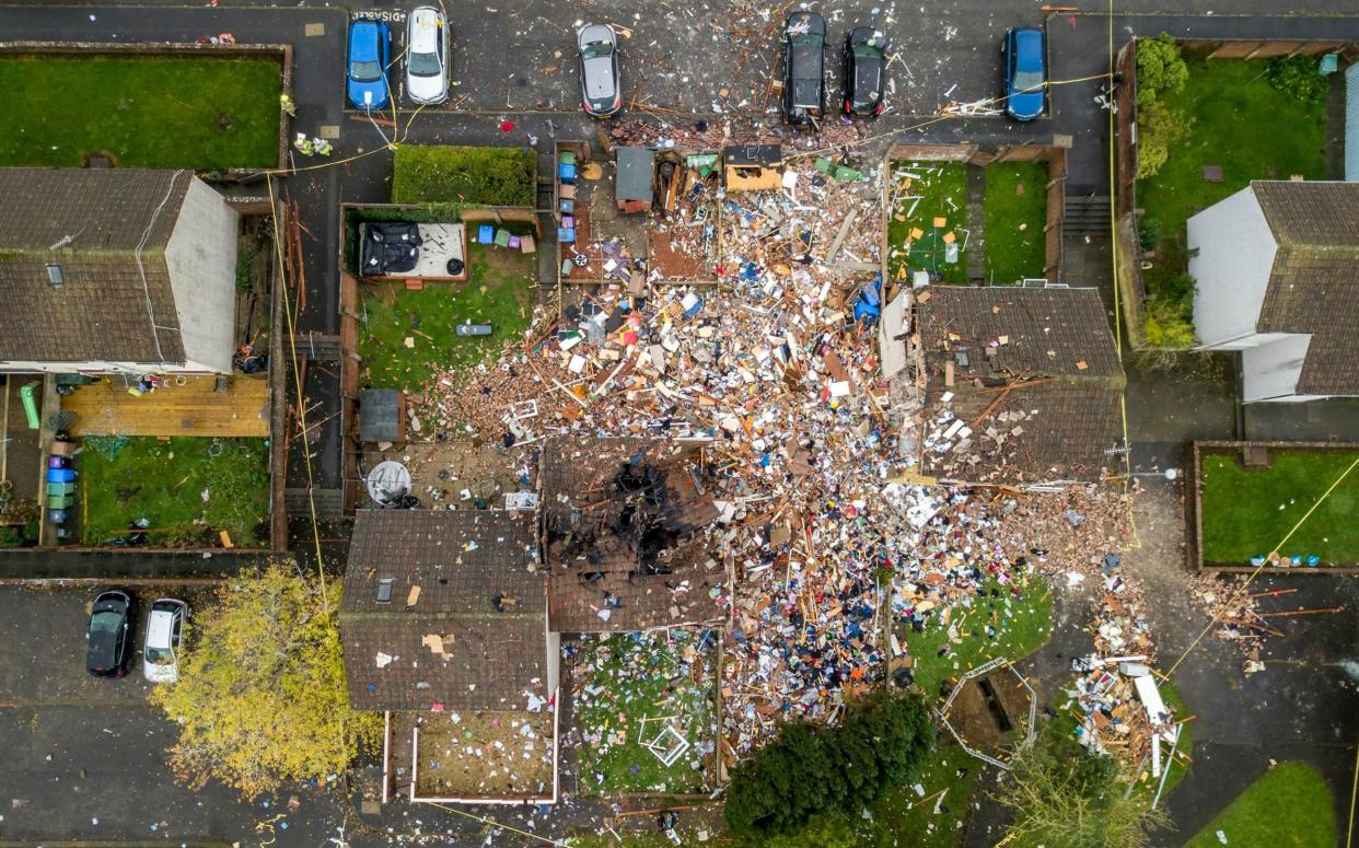An aerial view shows the devastation caused by the Ayr explosion - Katielee Arrowsmith/SWNS