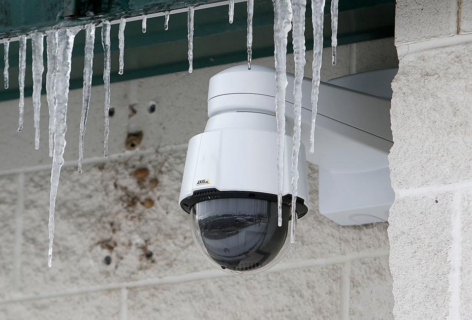 One of the new cameras at the Ashland County Jail and Sheriff's Office is seen mounted on the building on Friday, Jan. 21, 2022.