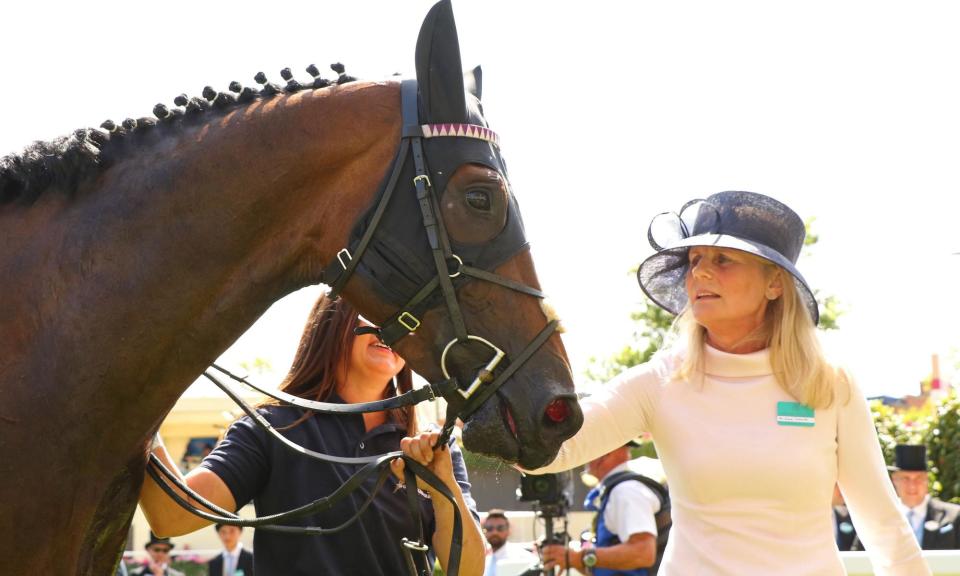 <span>Julie Camacho with Shaquille after winning the Commonwealth Cup at Royal Ascot last year.</span><span>Photograph: Ian Headington/racingfotos.com/Shutterstock</span>