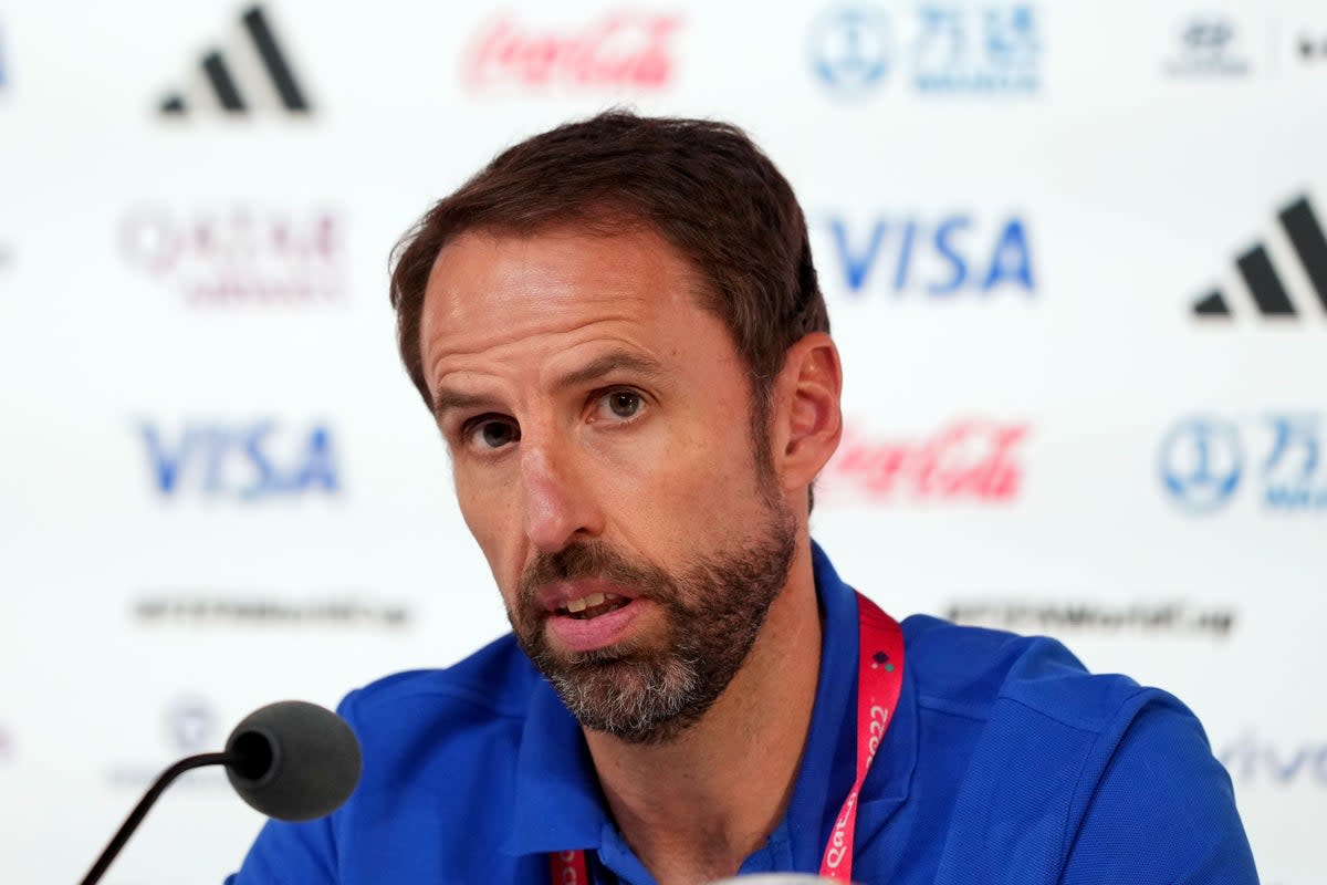 England manager Gareth Southgate during a press conference at the Main Media Centre in Doha, Qatar (Martin Rickett/PA) (PA Wire)