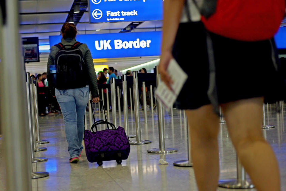 General view of passengers going through UK Border at Terminal 2 of Heathrow Airport.