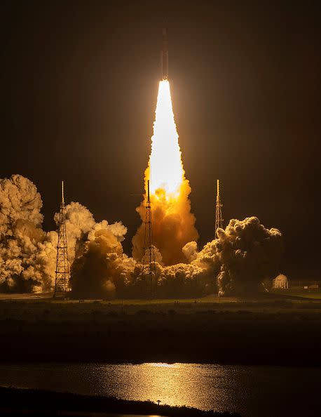 CAPE CANAVERAL, FLORIDA - NOVEMBER 16: NASA’s Artemis I Space Launch System (SLS) rocket, with the Orion capsule attached, launches at NASA's Kennedy Space Center on November 16, 2022 in Cape Canaveral, Florida. The Artemis I mission will send the uncrewed spacecraft around the moon to test the vehicle's propulsion, navigation and power systems as a precursor to later crewed mission to the lunar surface. (Photo by Kevin Dietsch/Getty Images)