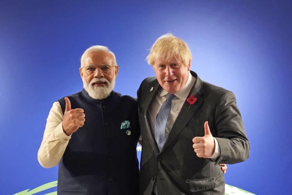 Boris Johnson and Narendra Modi at the Cop26 summit in 2021 (Stefan Rousseau/PA) (PA Wire)