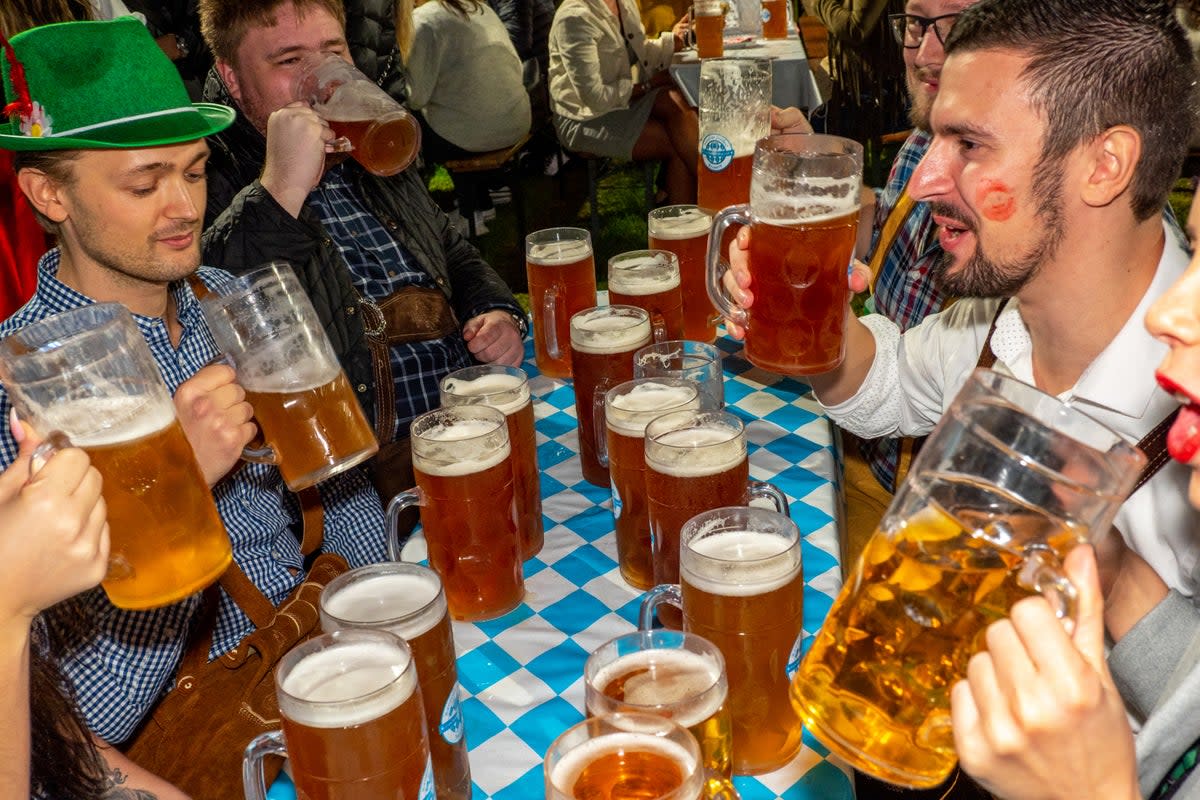 Steins-a-plenty, wursts coming out your ears and oompah till the cows come home: It can only be Oktoberfest   (Peter Dench/Getty Images)