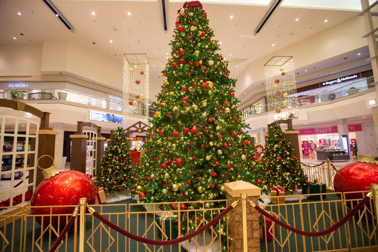 Christmas decorations are seen on Tuesday, Nov. 29, 2022, at CherryVale Mall in Cherry Valley.
